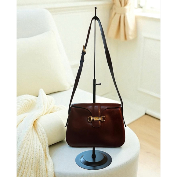 Celine Burgundy Leather & Gold Hardware Shoulder Bag - Picture 1 of 16